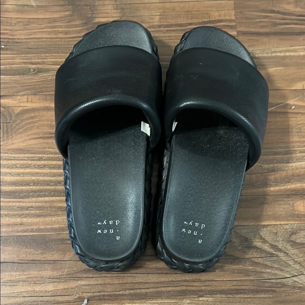 A New Day Black Slide Sandals